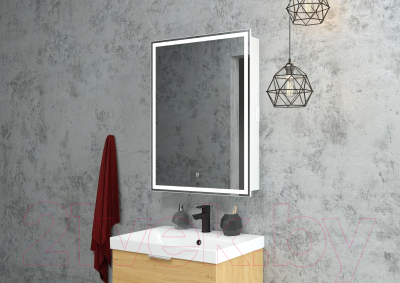 Шкаф с зеркалом для ванной Континент Allure Led 60x80 L (с розеткой, провод с вилкой)
