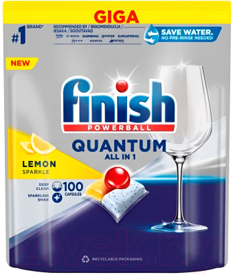 Капсулы для посудомоечных машин Finish Quantum Лимон (100шт)