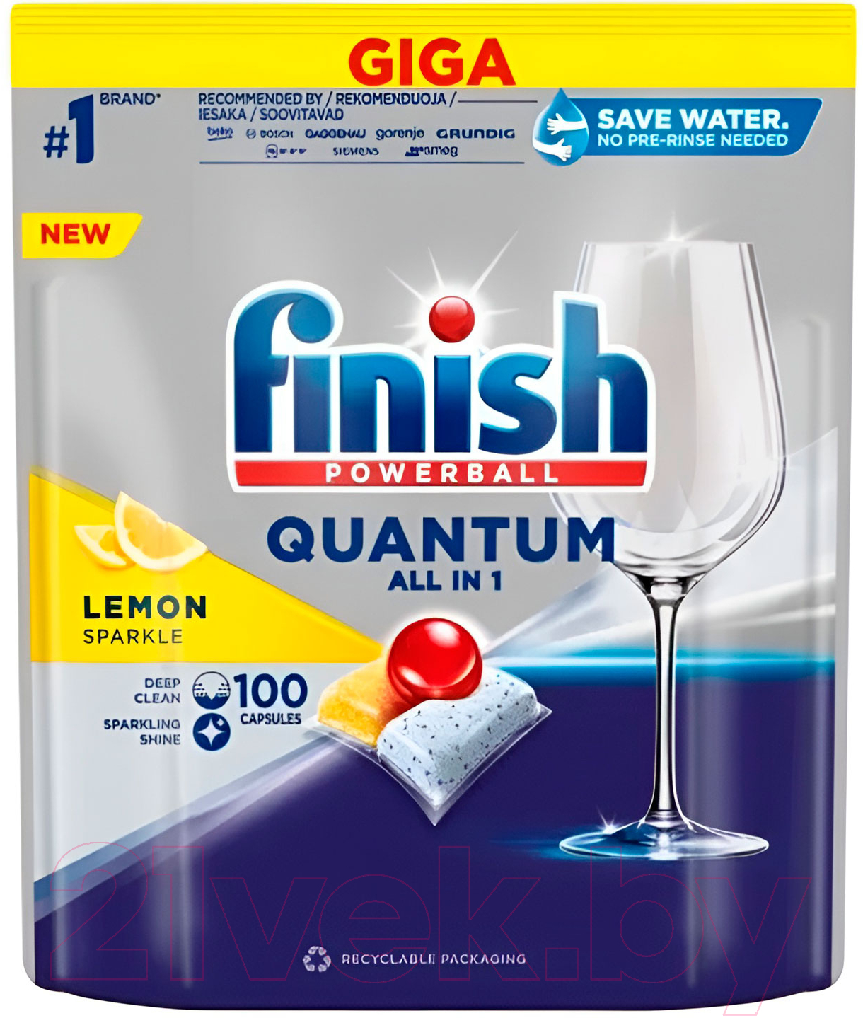 Капсулы для посудомоечных машин Finish Quantum Лимон