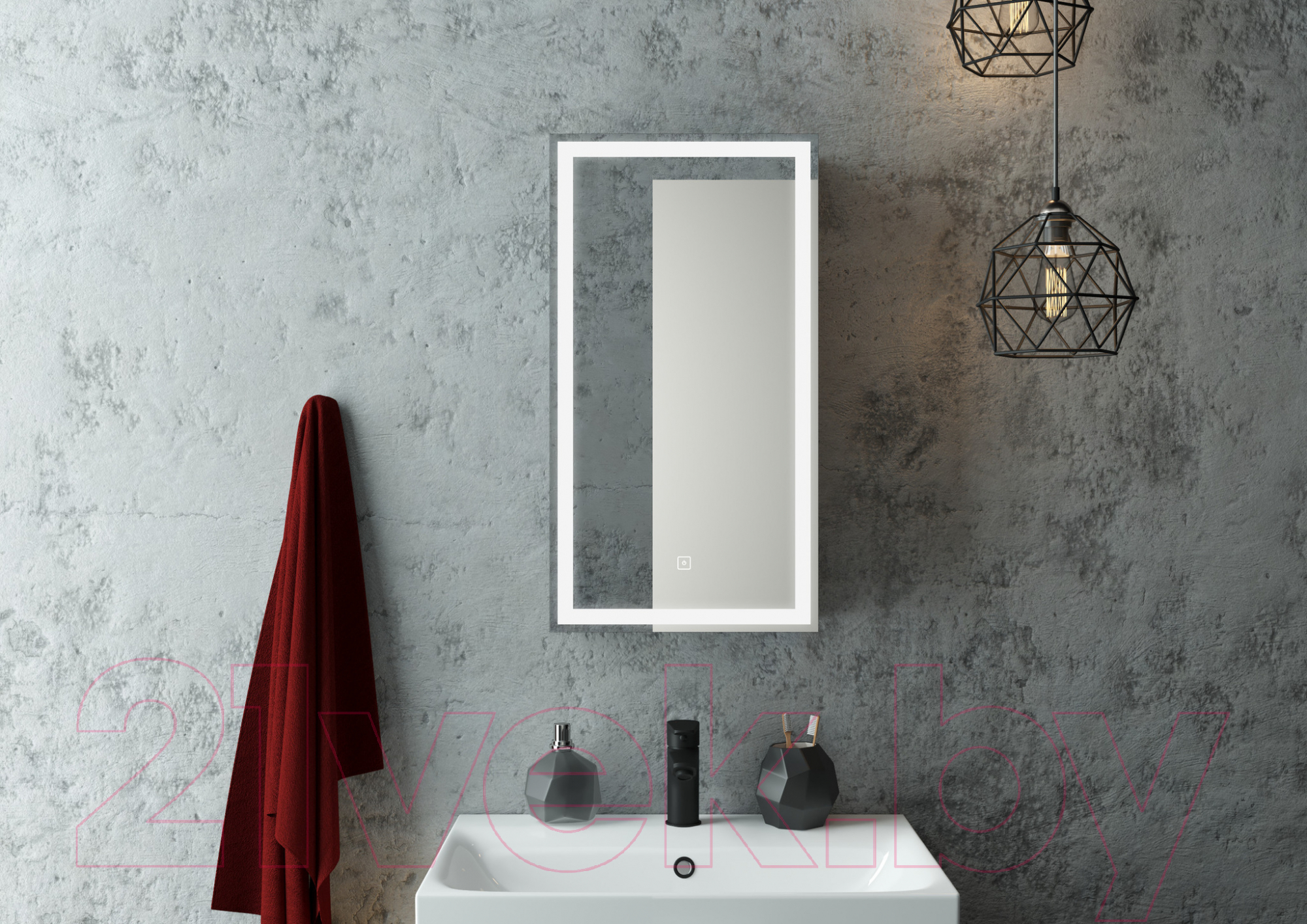 Шкаф с зеркалом для ванной Континент Mirror Box Black Led 35x65 L