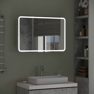 Шкаф с зеркалом для ванной Континент Tokio Led 90x53 (с бесконтактным сенсором)