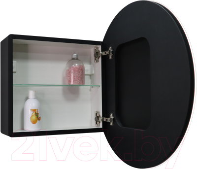 Шкаф с зеркалом для ванной Континент Torneo Black Led D 600 (с подсветкой)