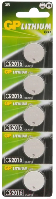 Комплект батареек GP Batteries Lithium CR2016 / GP CR2016-2C5 (5шт)