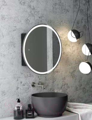 Шкаф с зеркалом для ванной Континент Torneo Black Led D 700 (с нейтральной подсветкой)