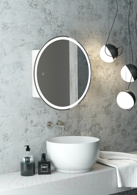 Шкаф с зеркалом для ванной Континент Torneo White Led D 600 (с подсветкой)