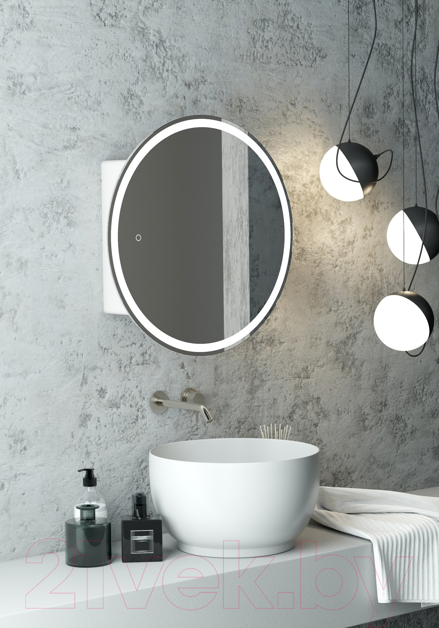 Шкаф с зеркалом для ванной Континент Torneo White Led D 600