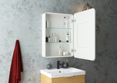 Шкаф с зеркалом для ванной Континент Elliott Led 60x80 R (с розеткой и теплой подсветкой)