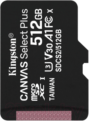Карта памяти Kingston micSDXC Canvas Select Plus 100R A1 C10 512GB (SDCS2/512GBSP)