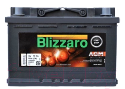 Автомобильный аккумулятор Blizzaro AGM Start&Stop R+ / L3 070 072 013 (70 А/ч)