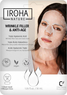 Маска для лица тканевая Iroha Nature Wrinkle Filler & Anti-Age Triple Hyaluronic Acid Wrinkle -