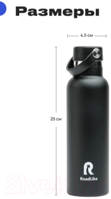 Термос для напитков RoadLike Flask / 294411 (600мл, черный)