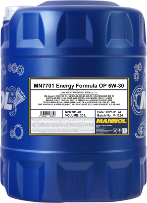 Моторное масло Mannol Energy Formula OP 5W30 SN / MN7701-20 (20л)