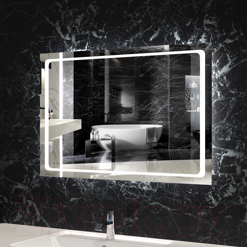 Зеркало Пекам Sandi 120x80 / Sandi-120x80dpcl (с подсветкой, сенсором на взмах руки, часами и подогревом) — фото 5