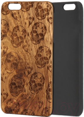 Чехол-накладка Case Wood для iPhone SE 2020/2022 (зебрано/черепа)