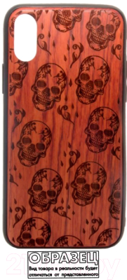 Чехол-накладка Case Wood для iPhone SE 2020/2022 (палисандр/черепа)