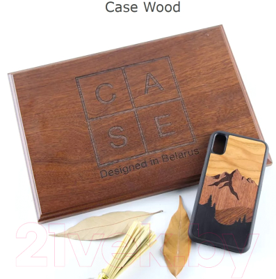 Чехол-накладка Case Wood для iPhone SE 2020/2022 (сапеле/листья)