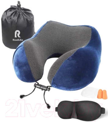 Изображение товара Подушка на шею RoadLike Travel Kit Velvet / 345691 (синий)