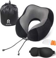 Подушка на шею RoadLike Travel Kit Velvet / 292242 (черный) - 