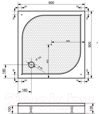 Душевой поддон Эстет Гамма 90x90 / ФР-00000758