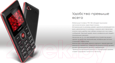 Мобильный телефон Texet TM-106 (черный/красный)