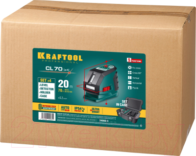 Лазерный нивелир Kraftool CL-70-4 / 34660-4 (с детектором)