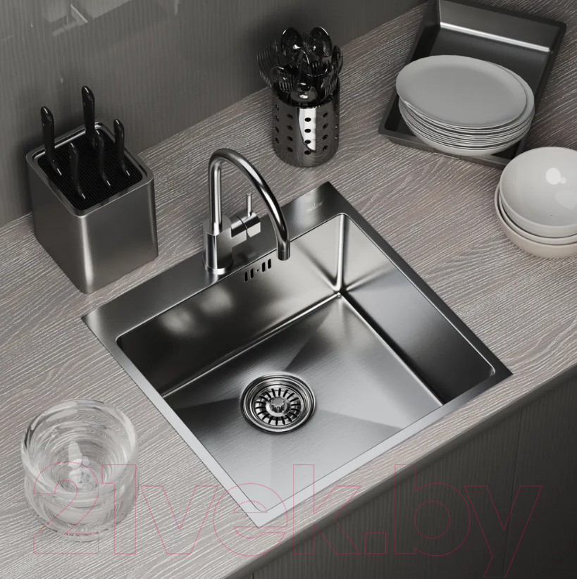Мойка кухонная Mixline Pro 547229 (сатин, с сифоном) — фото 6