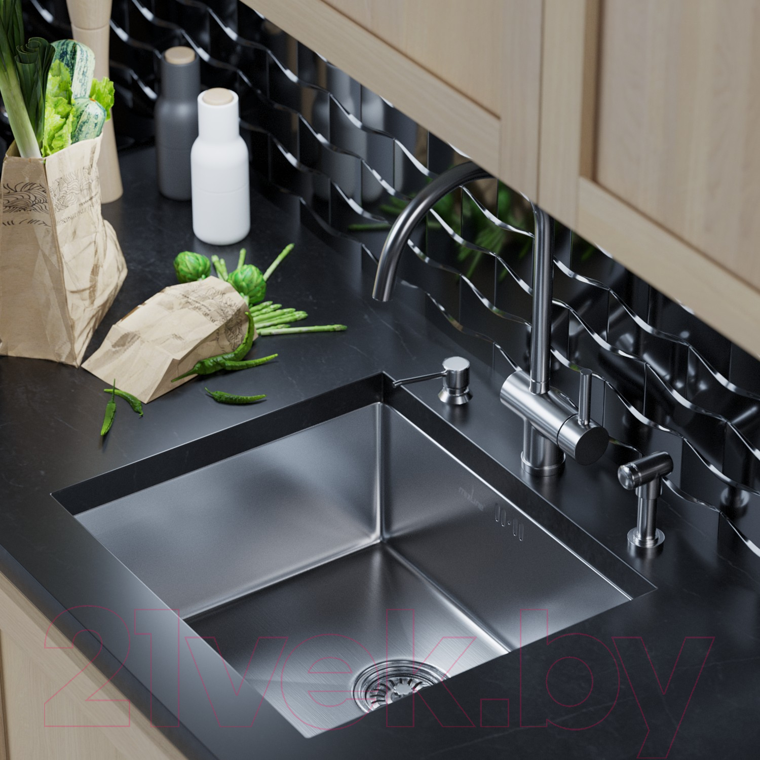 Мойка кухонная Mixline Pro 548568 (сатин, с сифоном) — фото 4