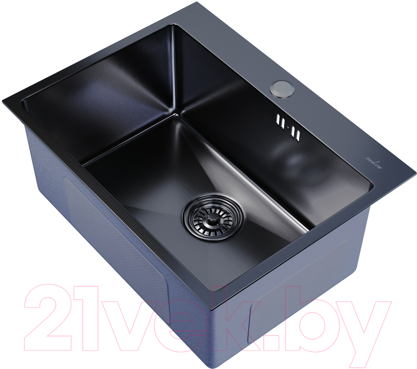 Мойка кухонная Mixline Pro 547236 (черный графит, с сифоном) — фото 2