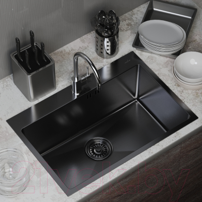 Мойка кухонная Mixline Pro 547238 (черный графит, с сифоном)