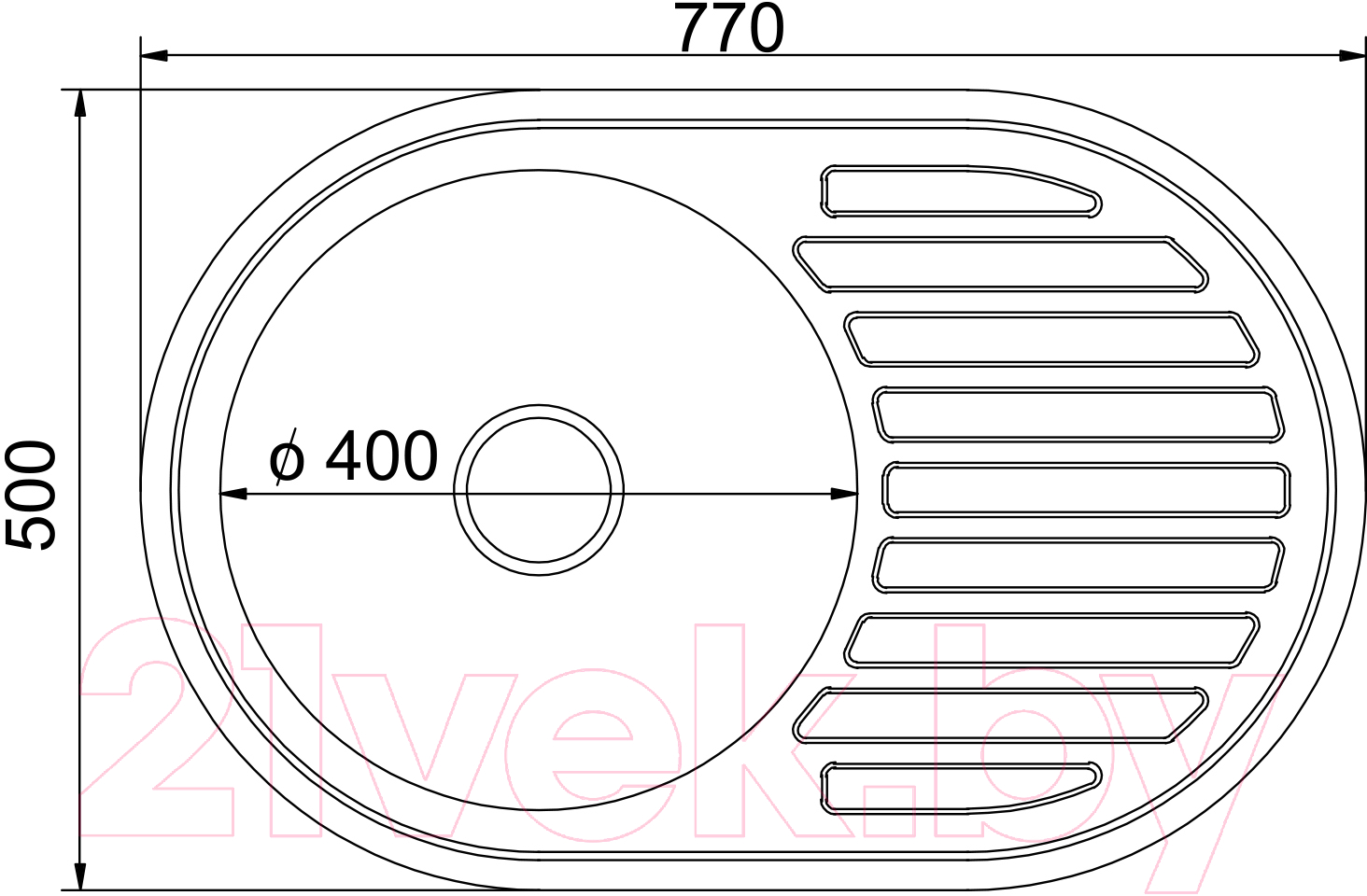 Мойка кухонная Mixline Овал R 528189