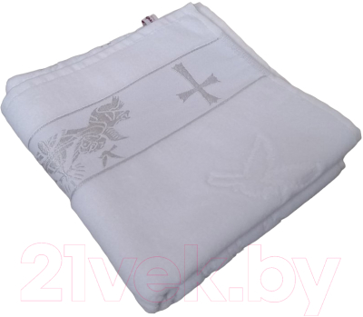 Крестильное полотенце Goodness Ангел 50x90 (белый/вышивка серебро)