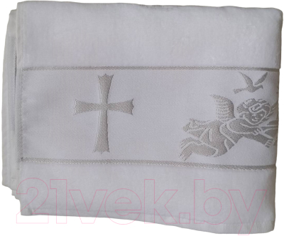 Крестильное полотенце Goodness Ангел 50x90 (белый/вышивка серебро)