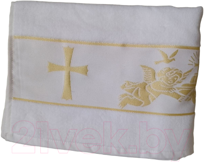 Крестильное полотенце Goodness Ангел 50x90 (белый/вышивка золото)