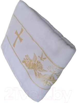 Крестильное полотенце Goodness Ангел 50x90 (белый/вышивка золото)