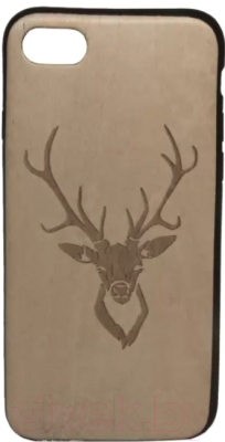 Чехол-накладка Case Wood для iPhone SE 2020/2022 (эбен/серый олень)