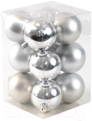 Набор шаров новогодних Белбогемия Лоран / 28372535 (12шт, серебристый)