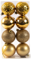Набор шаров новогодних Белбогемия Калейдоскоп ассорти / 28372550 (8шт, золото) - 