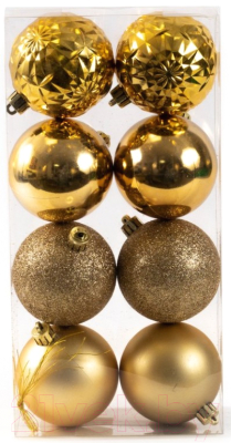 Набор шаров новогодних Белбогемия Калейдоскоп ассорти / 28372550 (8шт, золото)