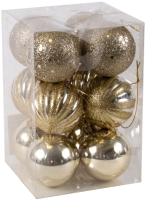 Набор шаров новогодних Белбогемия Тереса блеск / 28373228 (12шт, золото) - 