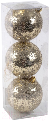 Изображение товара Набор шаров новогодних Белбогемия Солнечный перелив / 27161807 (3шт, золото)