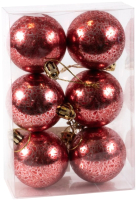 Набор шаров новогодних Белбогемия Элеонор / 28373256 (6шт, красный) - 