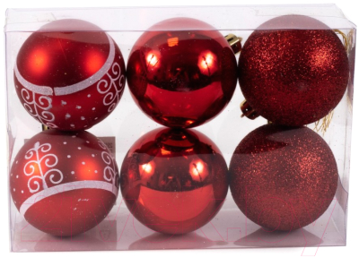 Набор шаров новогодних Белбогемия Елочка из завитков / 25167755 (6шт, красный)