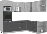 Кухонный гарнитур Интерлиния Мила Лайт 1.88x2.4 правая без столешницы (бетон/антрацит) - 