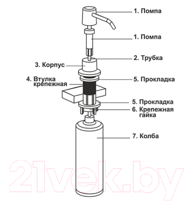 Дозатор встраиваемый в мойку Mixline 541466 (темно-серый)