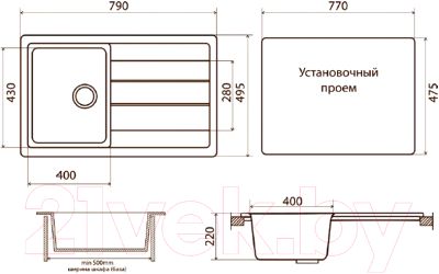 Мойка кухонная Vigro VG405 (серый)