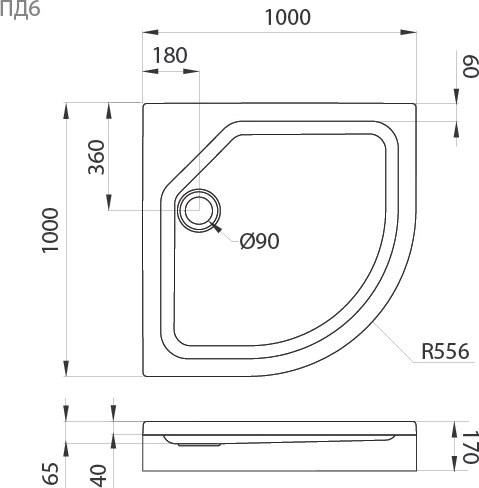 Купить Душевой поддон Triton Полукруг ПД6 100x100 в Молодечно