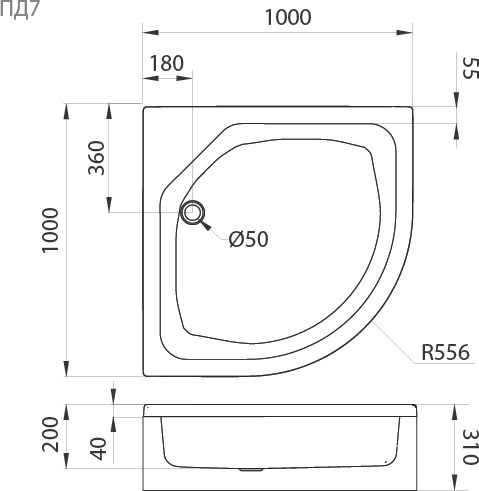 Купить Душевой поддон Triton Полукруг ПД7 100x100 в Жодино