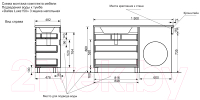 Тумба с умывальником Эстет Dallas Luxe R / ФР-00009839