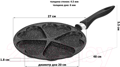 Сковорода для оладий Elan Gallery Гармония вкуса / 120997 (черный мрамор)