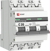 

Выключатель автоматический EKF, PROxima ВА 47-63 3P 20А (C) 6kA / mcb4763-6-3-20C-pro